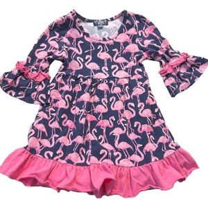 Simply Southern girl’s flamingo ruffle dress size 2T